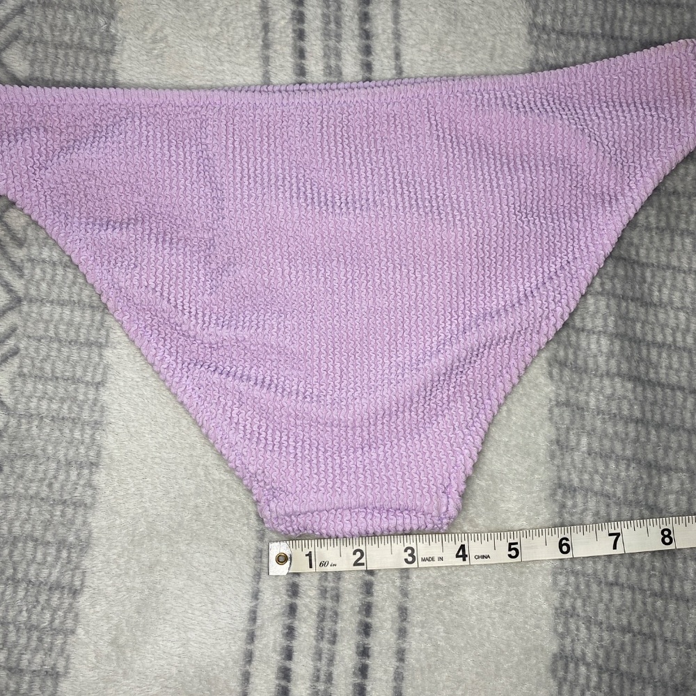 Lively Ruched Plunge Bralette & High Waist Swimsuit Bikini Lilac Size M NWOT - Picture 9 of 16
